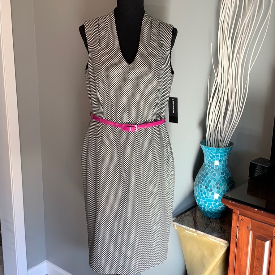 Jones New York Black White Dotted Dress Hostpick